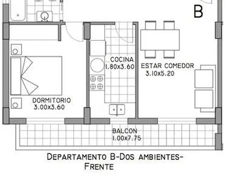 Departamento en Venta de 1 dormitorio