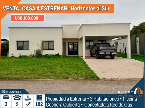 Venta Casa a Estrenar 3 Habitaciones Piscina Gas Cochera Horizontes al Sur