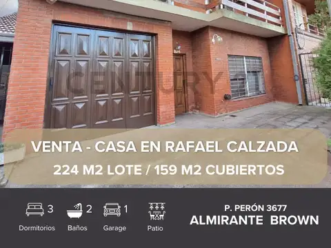 CASA EN VENTA ALMIRANTE BROWN CALZADA 3 DORMITORIOS