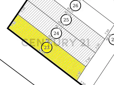 Terreno en Venta 7,50  mts Frente