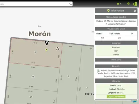 Terreno en Venta en Moron, USD 150.000