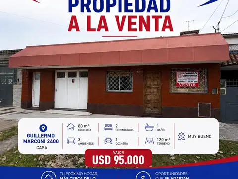 Casa en venta 3 ambientes con fondo y cochera
