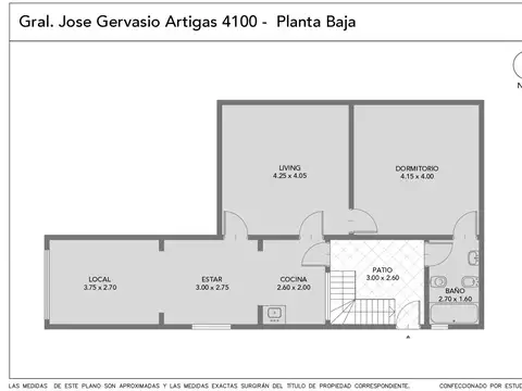 Depto Tipo Casa 2 ambientes con 1 baño