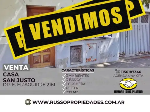 Venta Casa 3 Ambientes San Justo