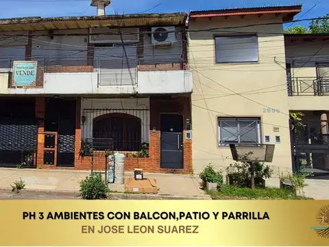 Ph 3 ambientes por escalera, con patio y parrilla en José Leon Suarez