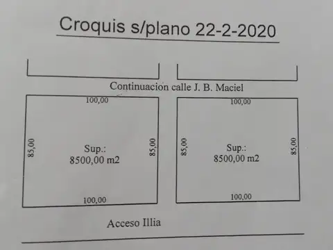 Fracción de terreno sobre acceso a Coronel Dorrego