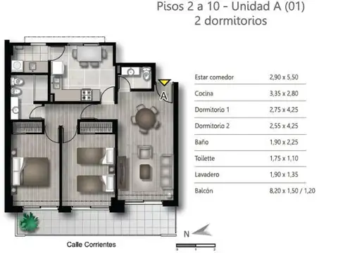Departamento en Venta de 3 ambientes