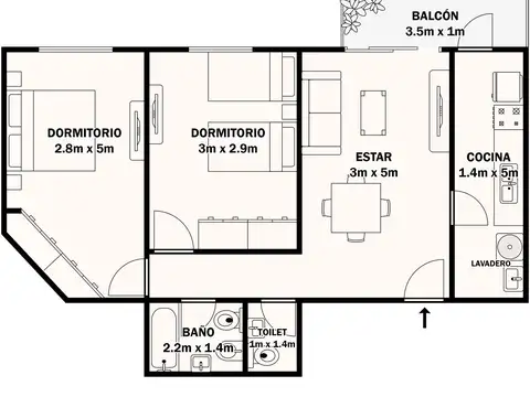 Departamento en Venta de 2 dormitorios