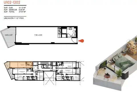 Departamento en Venta de Monoambiente