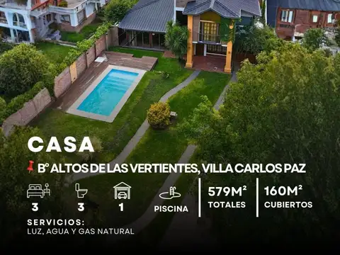 Venta Casa En Altos De Las Vertientes De 3 Dormitorios Con Pileta Vista Y Entorno Residencial