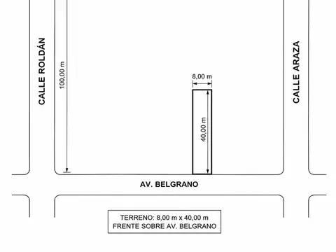 Terreno en Venta 40  mts Fondo