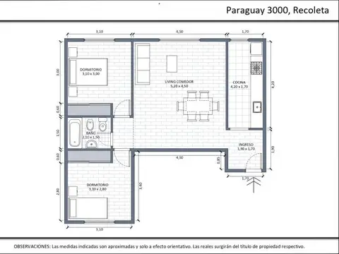 Departamento 3 ambientes con 1 baño