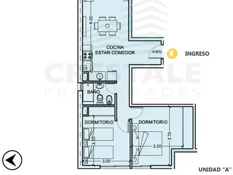 Departamento 2 dormitorios en venta - Granadero Baigorria