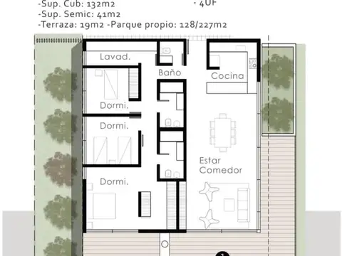 Departamento 4 ambientes con 2 baños