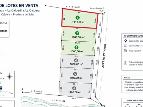 La Calderilla. Ruta Nacional 9. Km 1616. Lote 100
