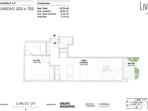 Departamento en Venta de 2 ambientes