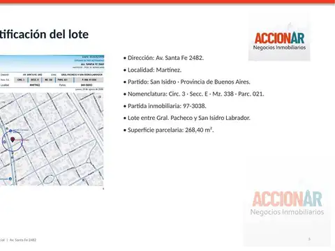 Terreno en Venta en Martínez, USD 390.000