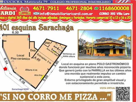 SI NO CORRO ME PIZZA local en esquina en POLO GASTRONOMICO