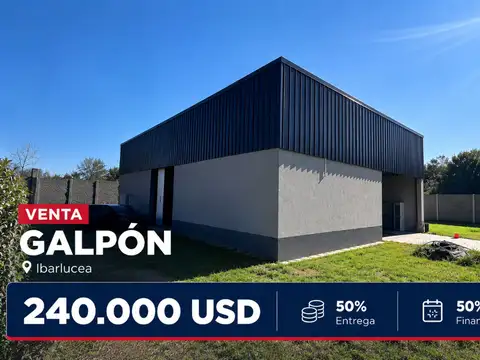 Venta galpon con amplio lote ibarlucea 50% entrega