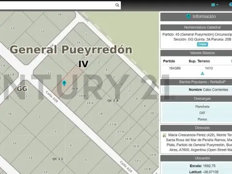 Terreno en Venta de 1410,0 m2