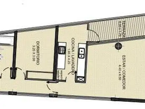 Departamento 3 ambientes con 2 baños