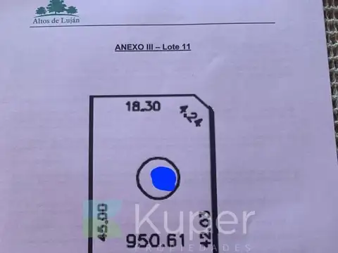 VENTA DE LOTE A PARTIR DE 950M2 , BARRIO ALTOS DE LUJAN .