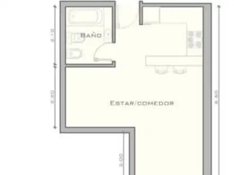 Departamento Monoambiente con 1 baño