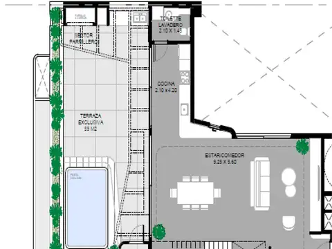 Departamento 3 ambientes con 1 baño