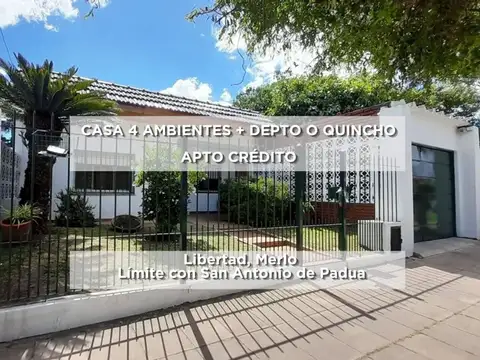 VENTA CASA 4 AMBIENTES MONOAMBIENTE MERLO
