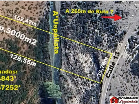 5000m2 a 790m de Ruta 7 Arroyo Uspallata pasa x el Terreno