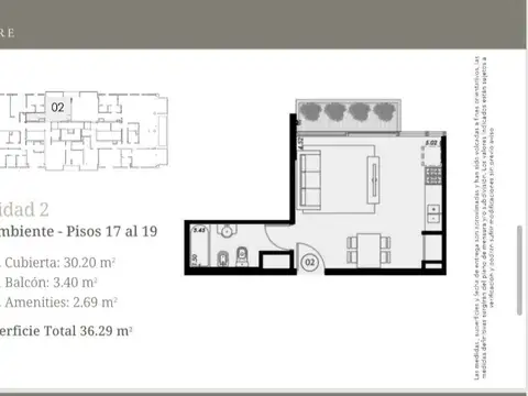 Departamento Monoambiente con 1 baño