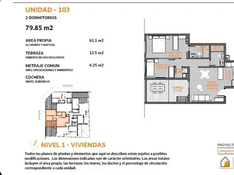Departamento en Venta de 2 dormitorios