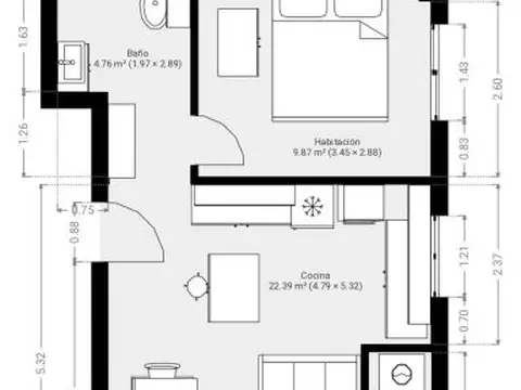 Departamento en Venta de 2 ambientes