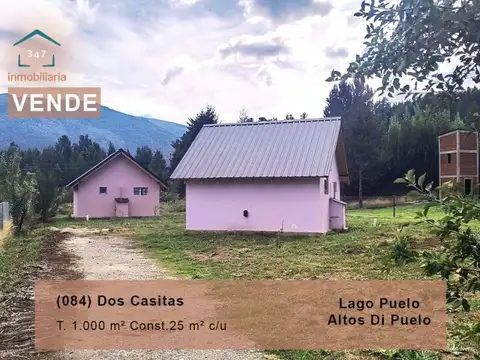 (084)LAGO PUELO,  DOS CASITAS Monoambiente a estrenar con terreno de 1.000mts2 en Altos Di Puel...