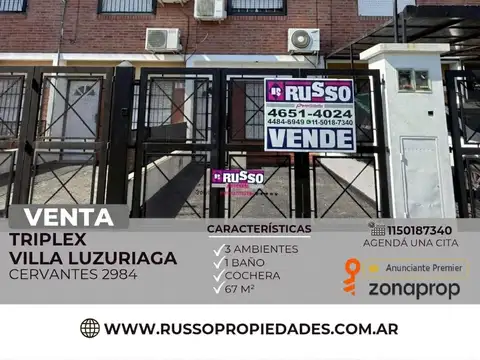 Venta Triplex 3 ambientes en Villa Luzuriaga