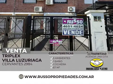 Venta Triplex 3 ambientes en Villa Luzuriaga