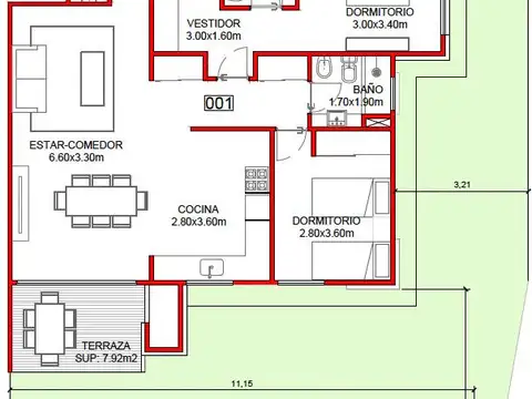 Departamento en Venta de 3 ambientes
