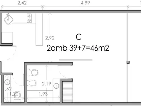 Departamento en Venta de 1 dormitorio