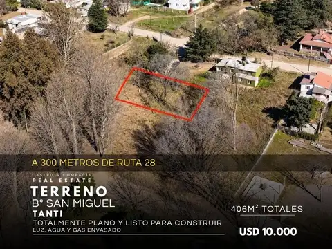 Venta Oportunidad Terreno De 406 m2 Totalmente Plano En Barrio San Miguel Tanti