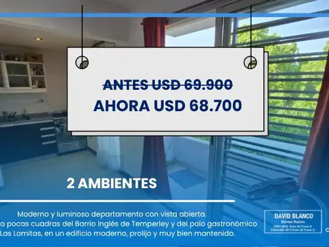 BALCON, VISTA ABIERTA, 2 AMBIENTES, VENTA, TEMPERLEY, LOMAS DE ZAMORA, DEPARTAMENTO