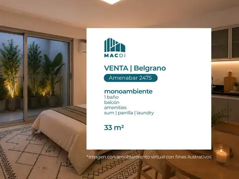 Excelente Dpto. monoambiente en Venta.