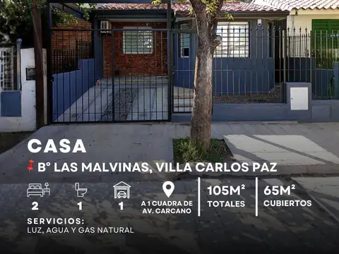 Casa de 2 Dormitorios A Estrenar En Venta Barrio Malvinas – Villa Carlos Paz