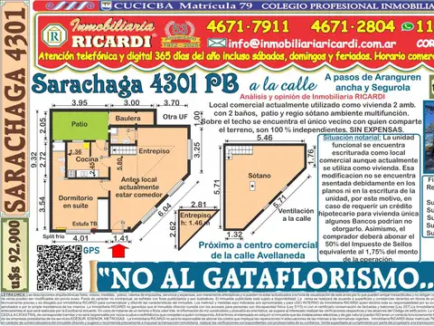 NO AL GATAFLORISMO - Tipo casa PB frente entrada indep patio