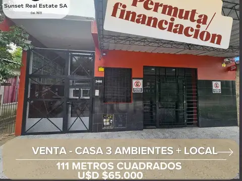 VENTA CASA 3 AMBIENTES + 2 LOCALES BERAZATEGUI (PERMUTA Y FINANCIACION)
