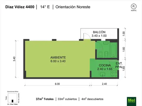 Diaz Velez 4400, Piso 14