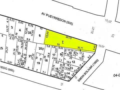 TERRENO EN VENTA SOBRE AV. PUEYRREDON CON 49 MTS DE FRENTE -