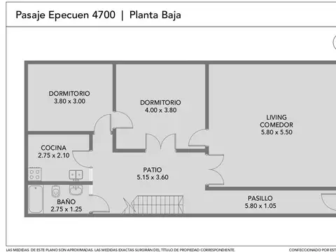 Casa 3 ambientes con 1 baño