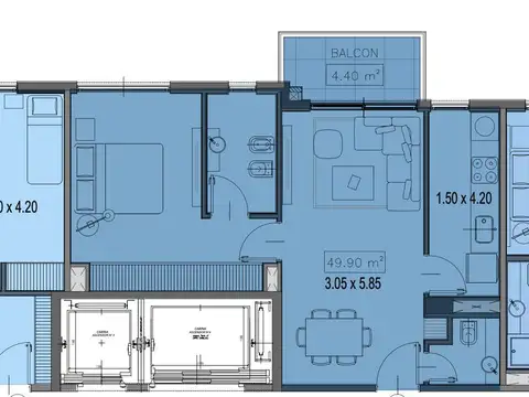 Departamento en Venta con 1 cocheras