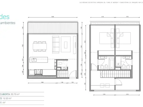 Departamento 3 ambientes con 2 baños