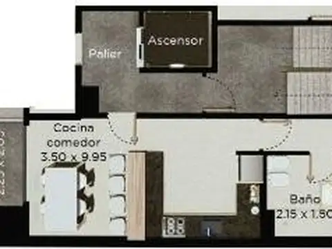 Departamento Monoambiente con 1 baño